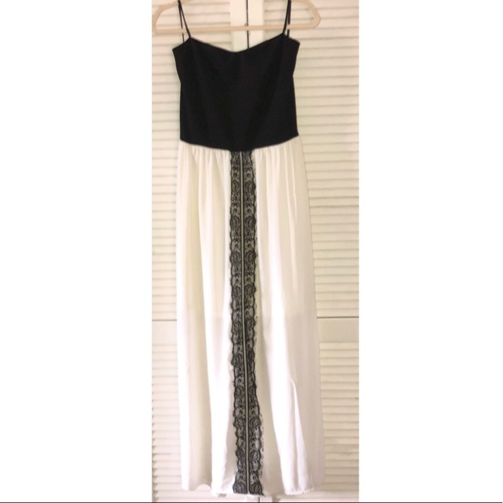 Gracie Black and Ivory Maxi dress with lace accent Medium